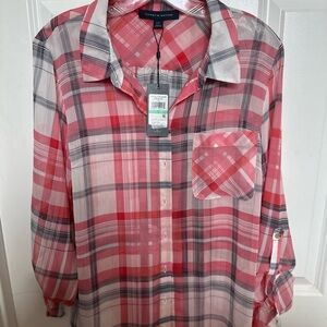 Tommy Hilfiger Red and Black Plaid Shirt